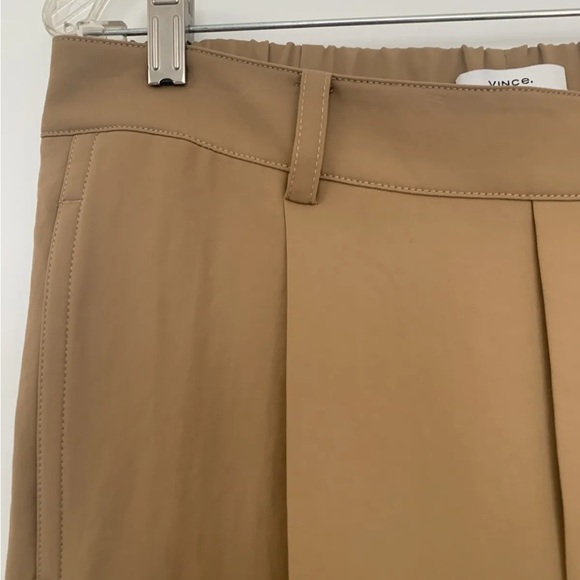 $395 VINCE sz M Mid Rise Tapered Pull on Pants Camel - Picture 3 of 5